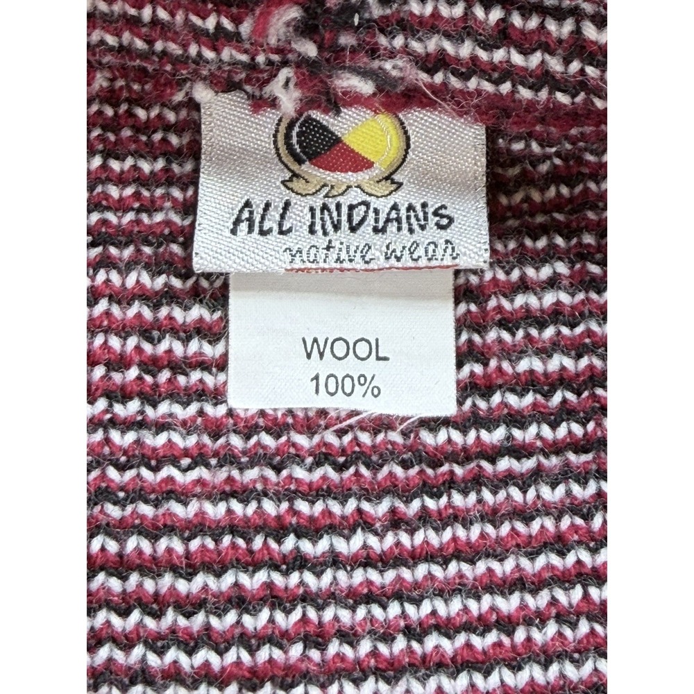 All Indians Native Wear Vintage 100% Wool Dreamcatcher Zip Hoodie Jacket Red M - Picture 4 of 11